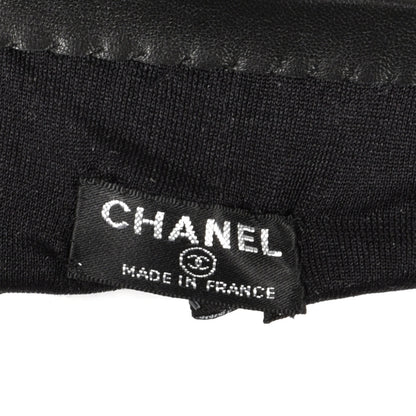 Chanel Lambskin CC Gloves 7 Black White 5 of 5