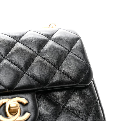 Chanel Shiny Lambskin Quilted Pearl Twist Mini Square Flap Black 13 of 15