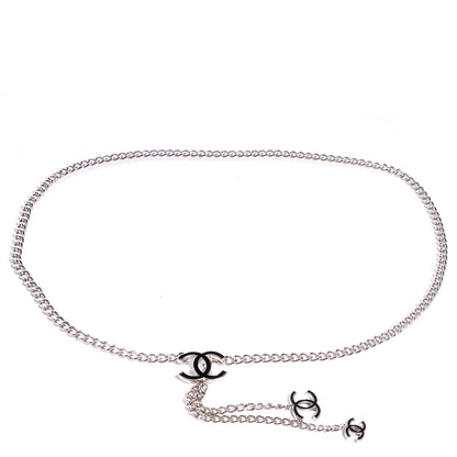 Chanel Enamel CC Chain Logo Belt Silver Black 1 of 4