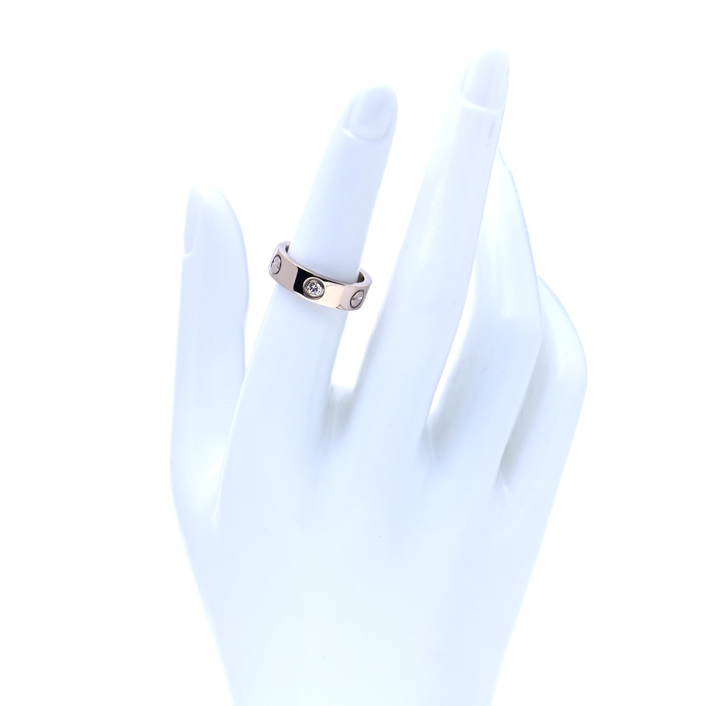 18K White Gold 3 Diamond 5.5mm LOVE Ring 51 5.75