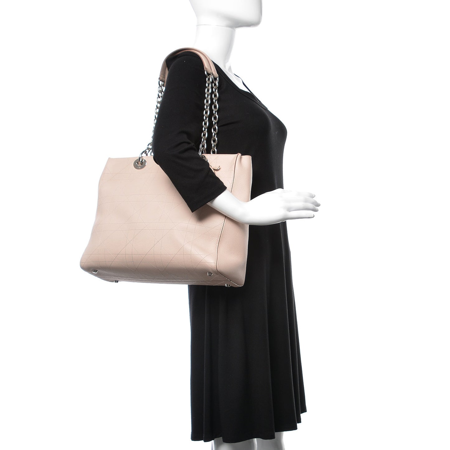 Grained Calfskin Cannage Medium Ultradior Tote Rose Poudre