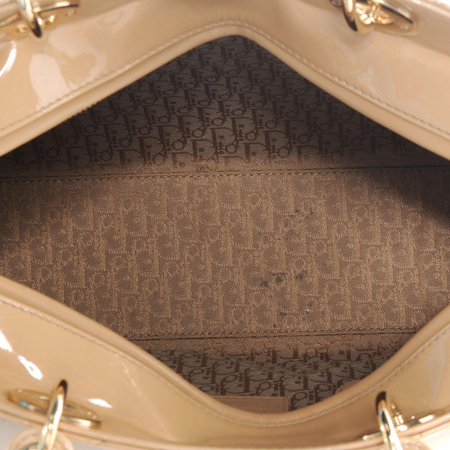 Patent Cannage Large Lady Dior Beige