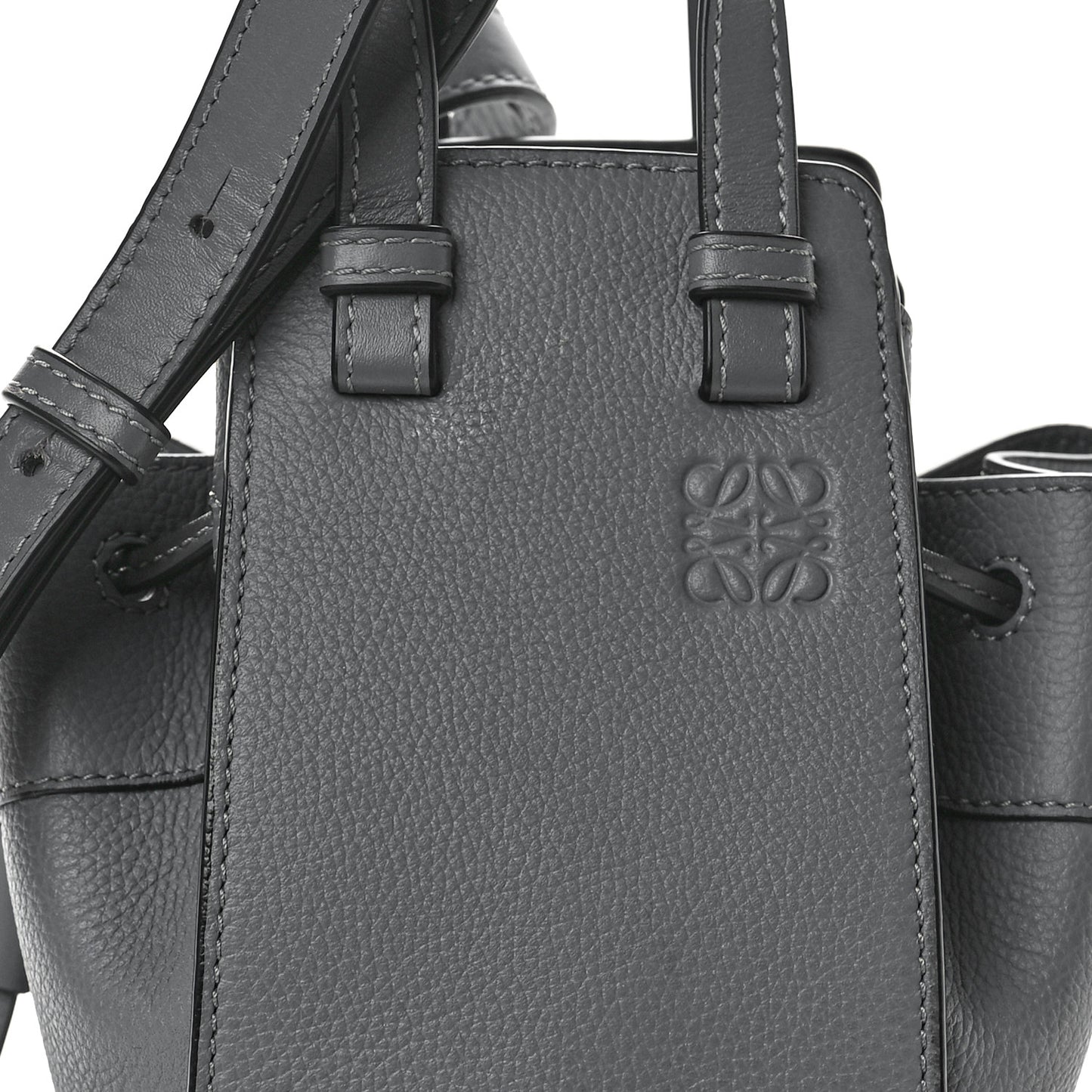 Soft Grained Calfskin Compact Hammock Shoulder Bag Grey