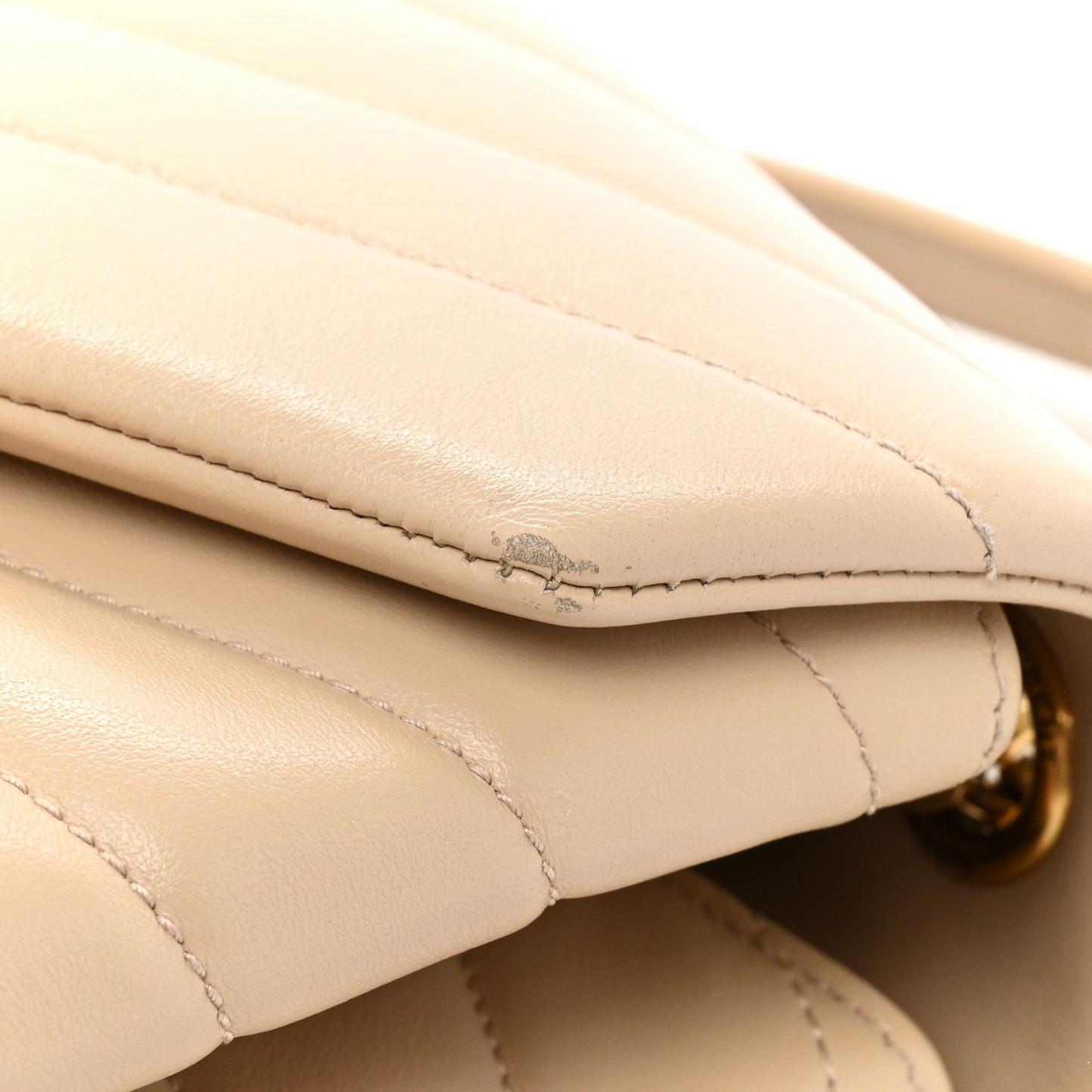 Calfskin Y Quilted Monogram Medium Loulou Chain Satchel Nude Powder