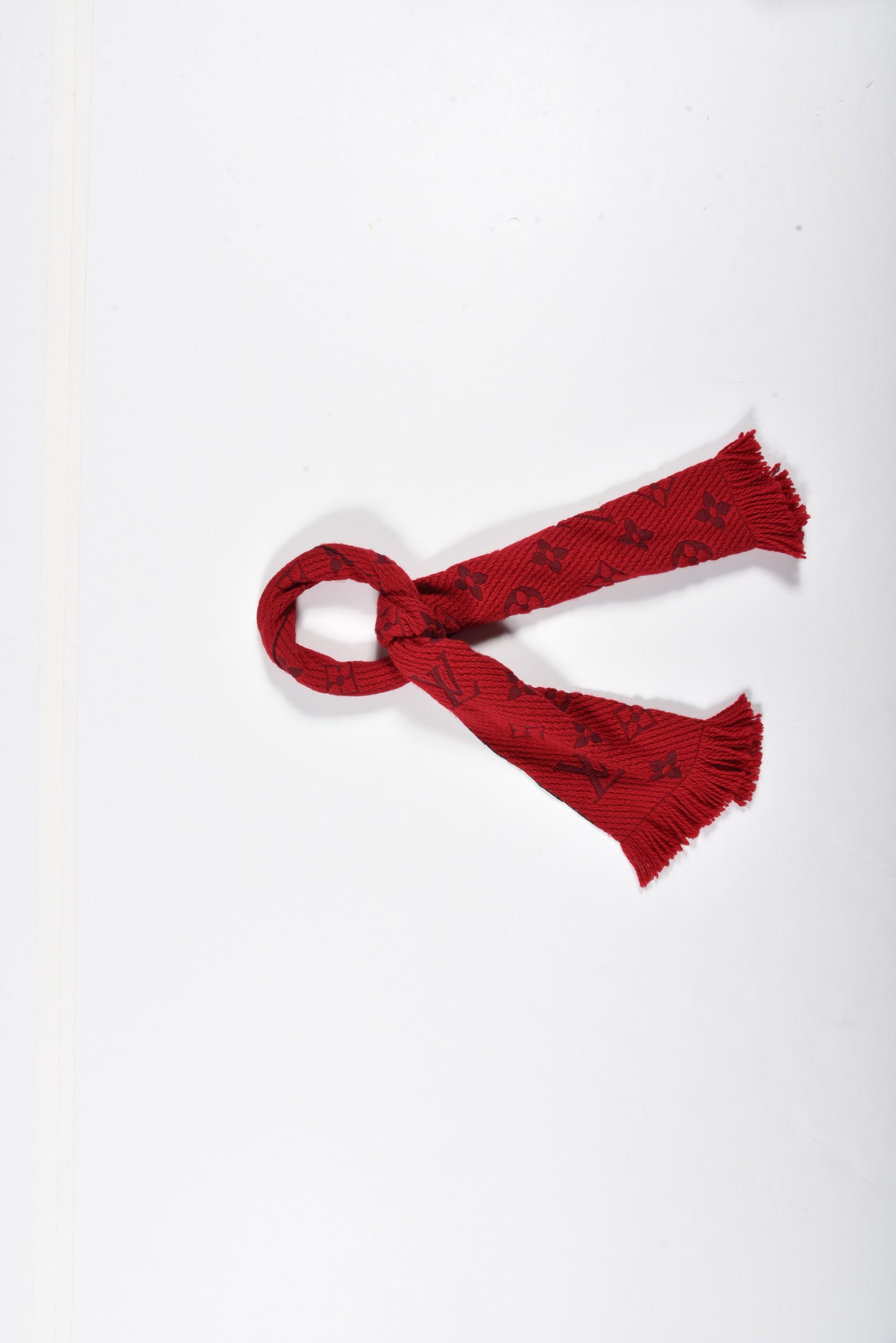 Wool Silk Logomania Scarf Rubis