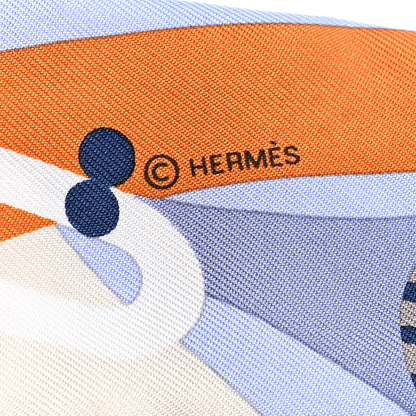Hermes Silk Parade En Fanfare Twilly Brun Bleu Jean Vert 3 of 4
