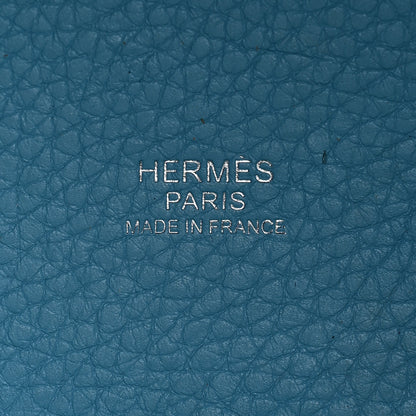 Hermes Taurillon Clemence Swift Eclat Picotin Lock 18 PM Bleu Du Nord Rouge De Coeur 6 of 10