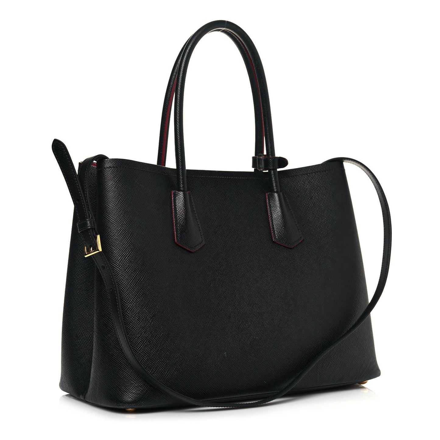 Saffiano Cuir Medium Double Bag Black Fuoco
