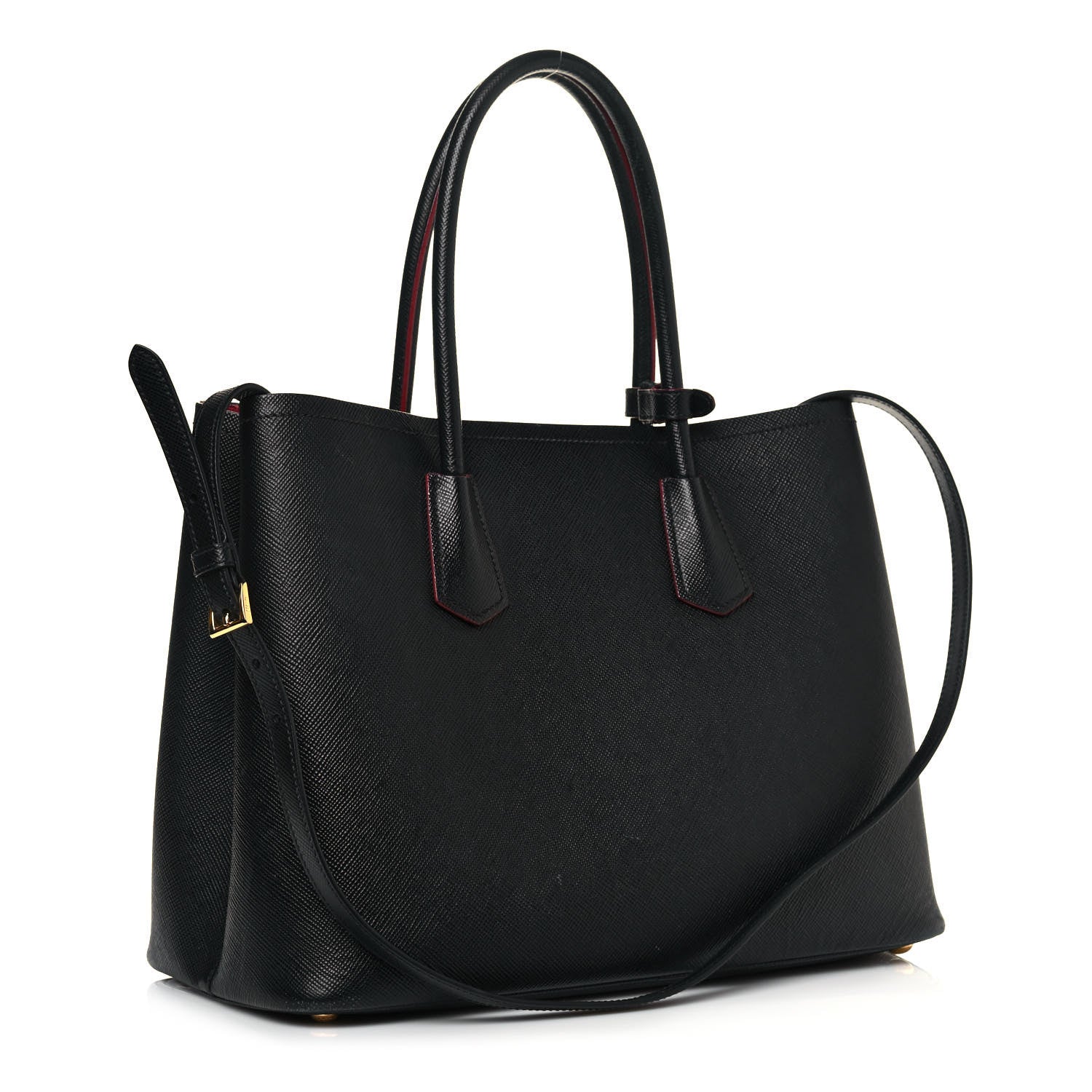Prada Saffiano Cuir Medium Double Bag Black Fuoco 3 of 25