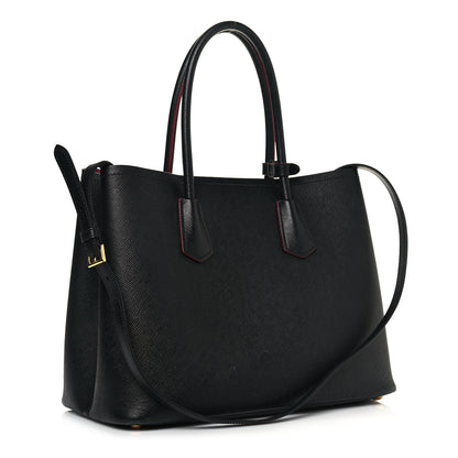 Prada Saffiano Cuir Medium Double Bag Black Fuoco 3 of 25