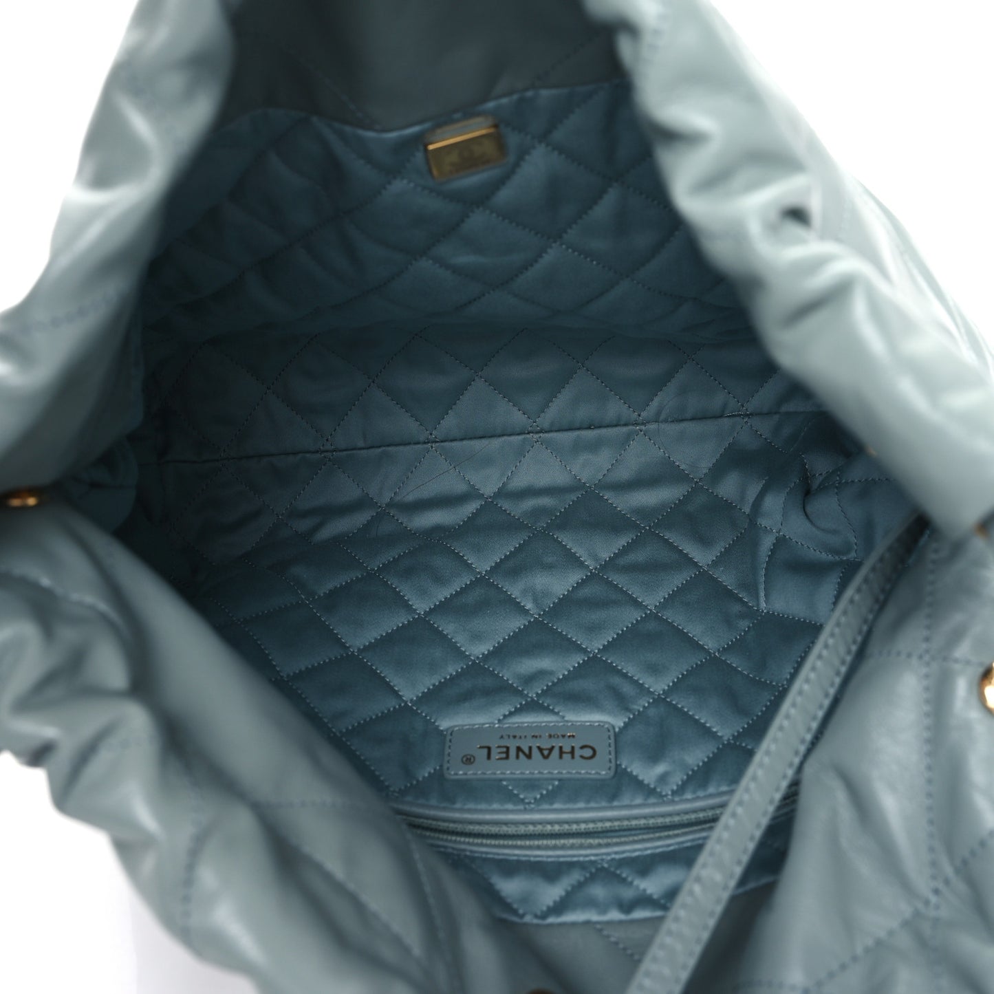 Shiny Calfskin Quilted Small Chanel 22 Grey