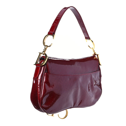 Christian Dior Patent Diorissimo Double Saddle Bag Dark Red 5 of 21
