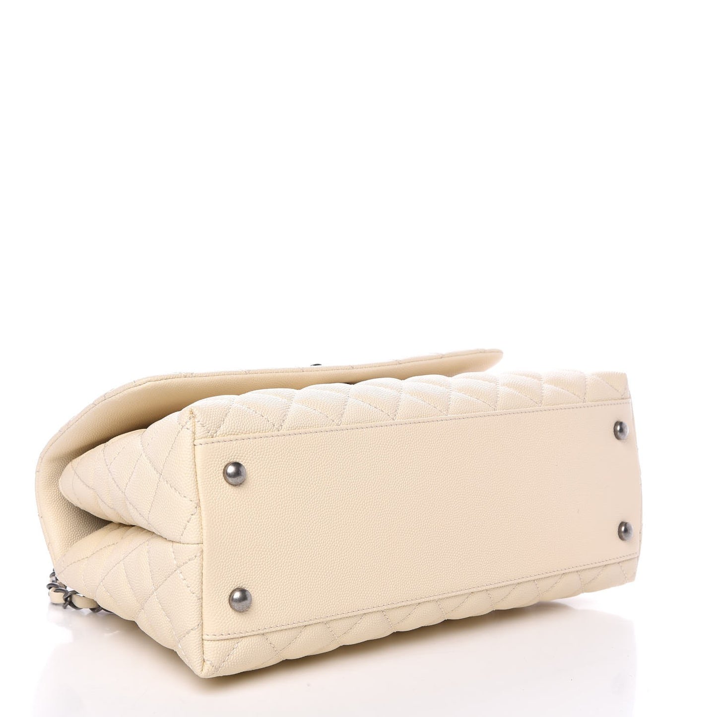 Caviar Lizard Quilted Small Coco Handle Flap White Red