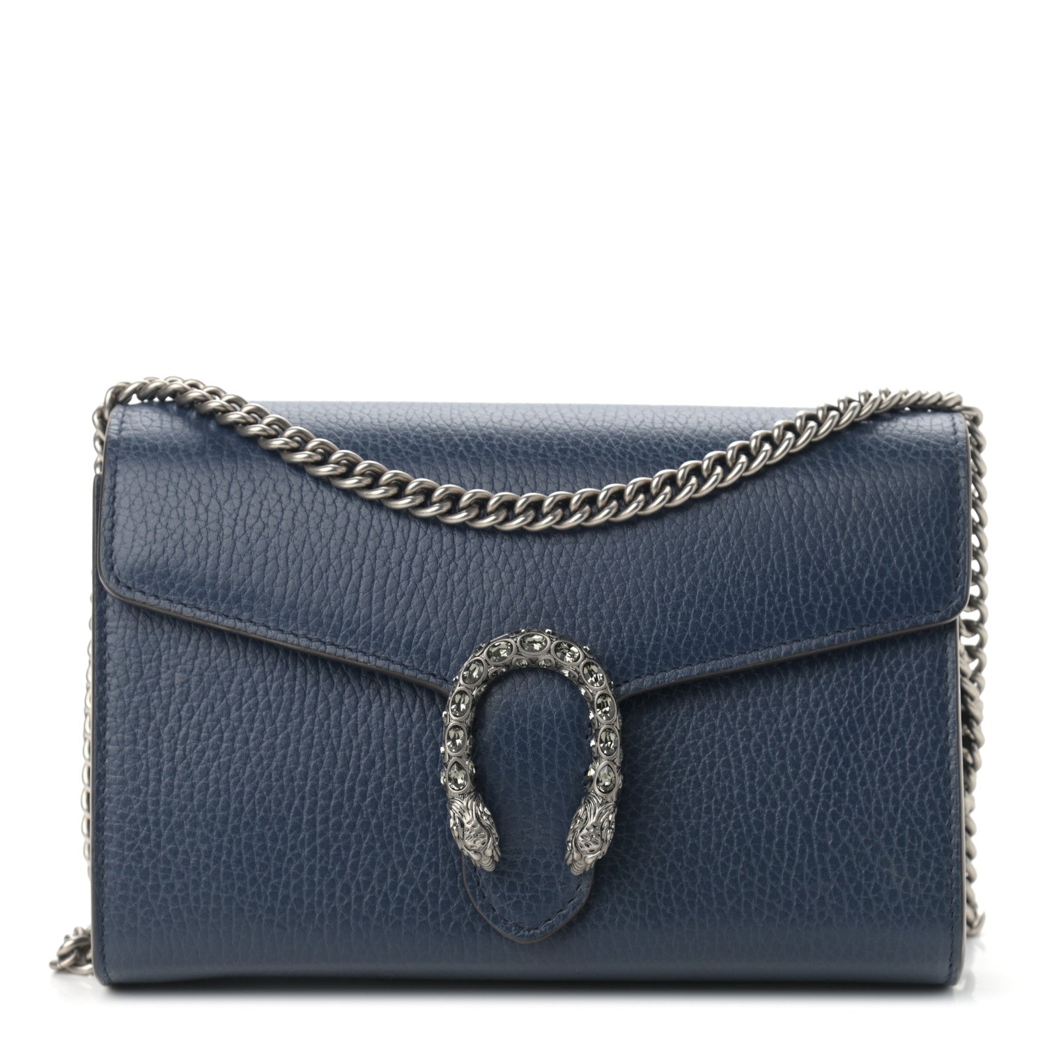 Gucci Dollar Calfskin Crystal Mini Dionysus Chain Wallet Blue Agata Black Diamond 1 of 10