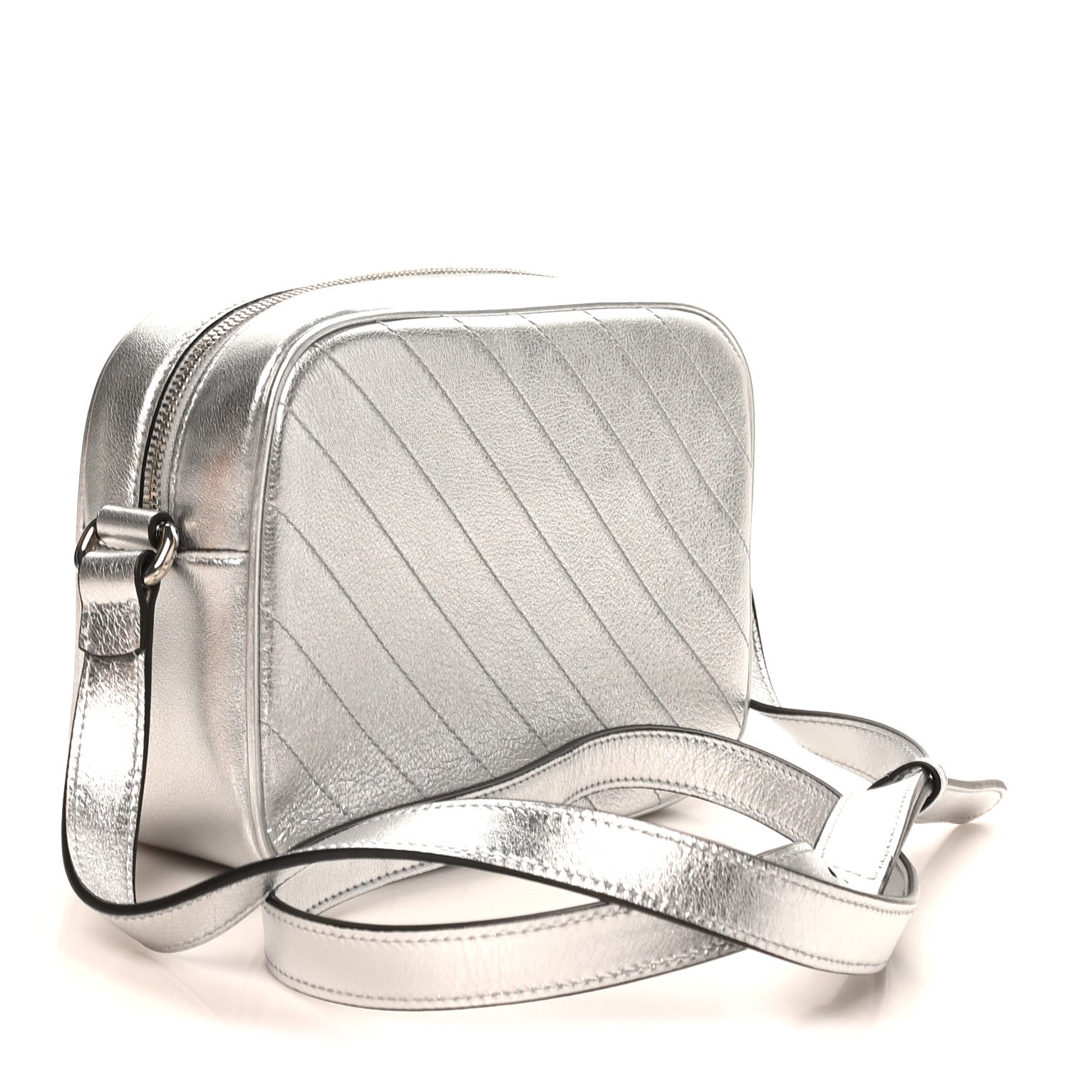 Gucci Metallic Sakai Be Green Calfskin Diagonal Stitched Small Blondie Shoulder Bag Silver 3 of 10