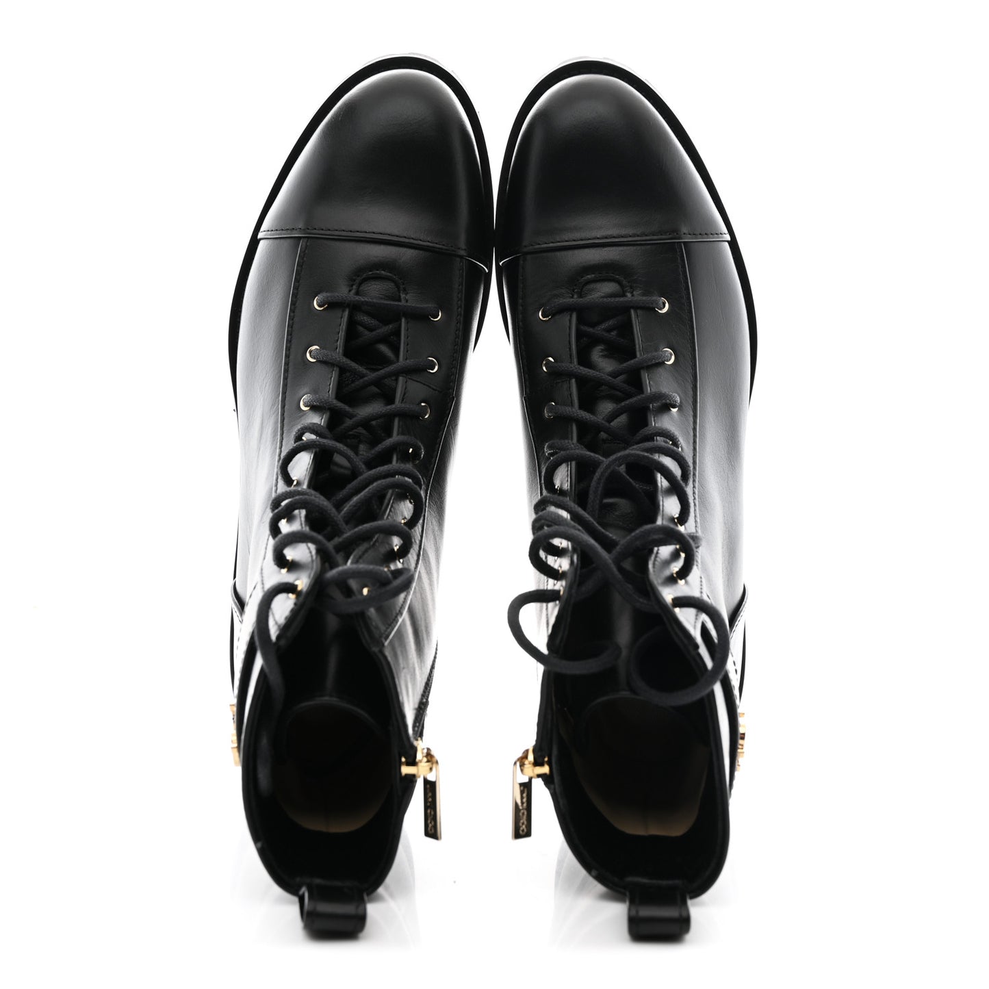 Shiny Calfskin Cayo Combat Boots 41 Black