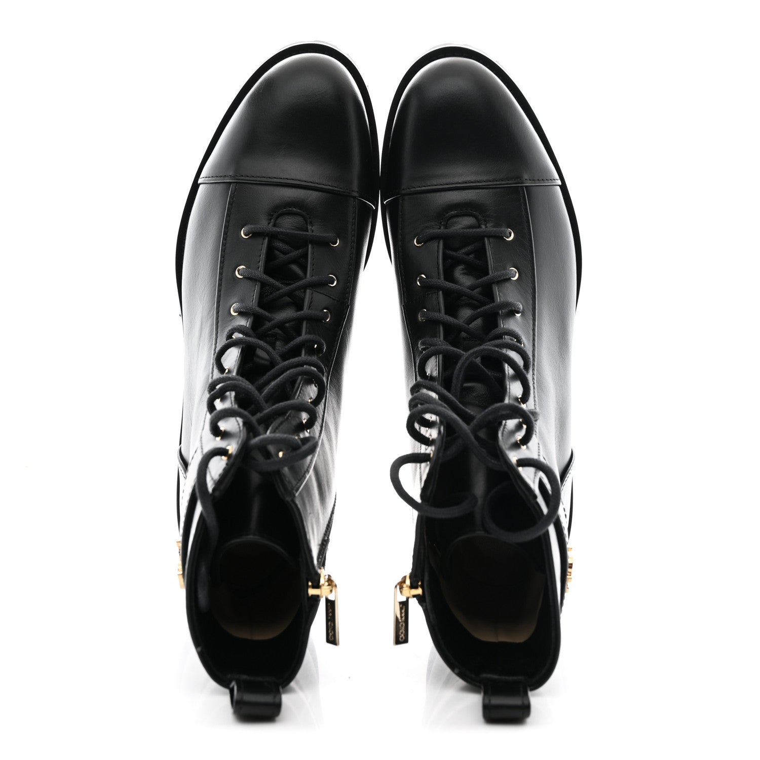 Jimmy Choo Shiny Calfskin Cayo Combat Boots 41 Black 2 of 8