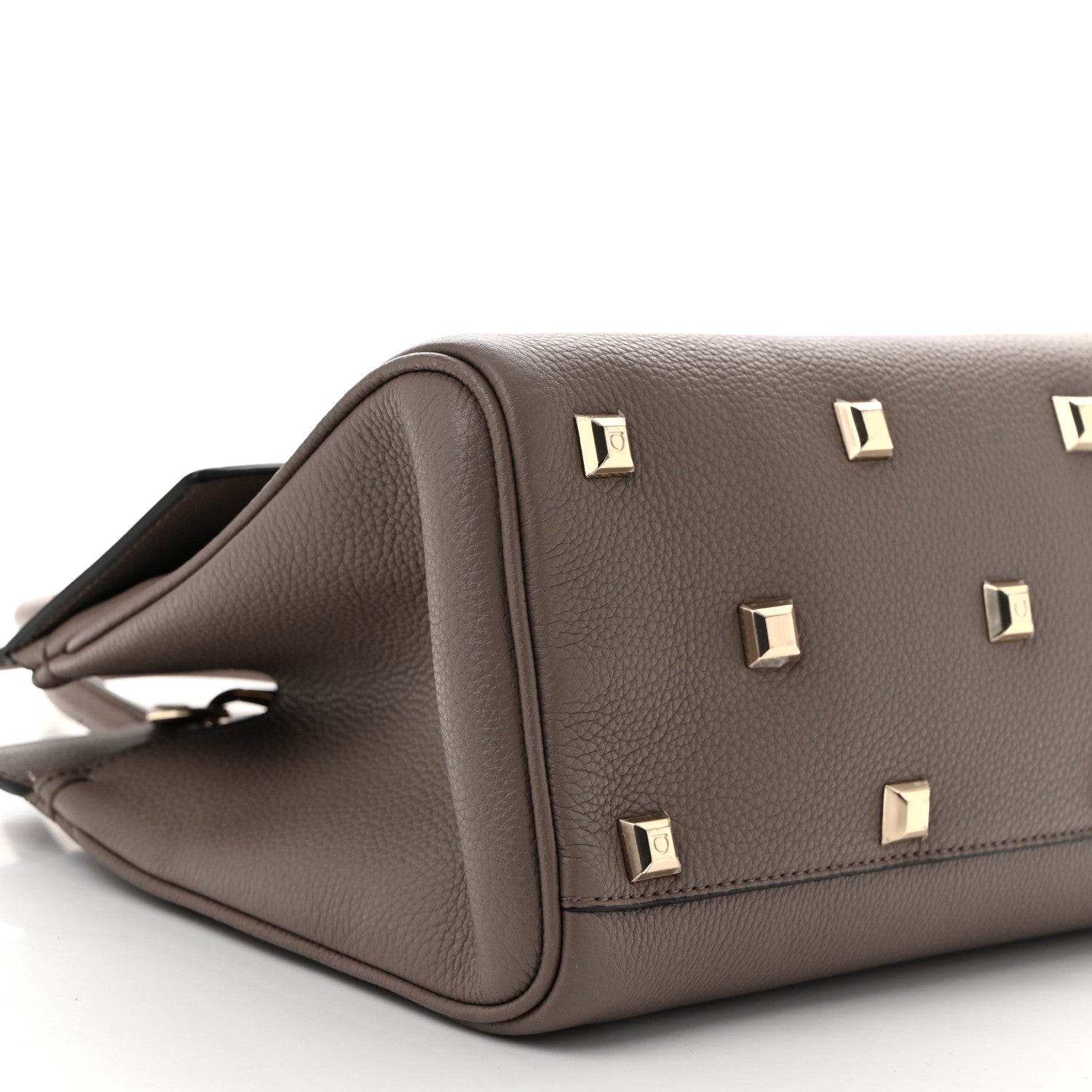 Salvatore Ferragamo Hammered Calfskin Medium Studio Bag Caraway Seed 8 of 10
