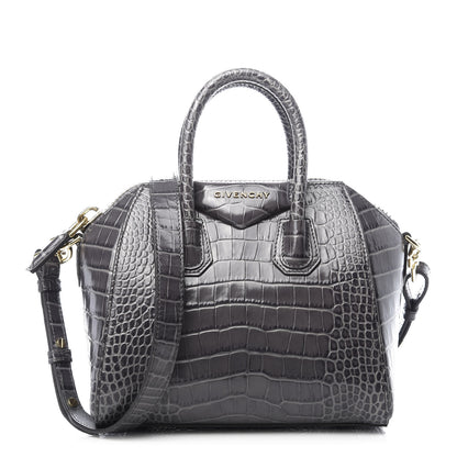 Givenchy Calfskin Crocodile Embossed Mini Antigona Storm Grey 1 of 8