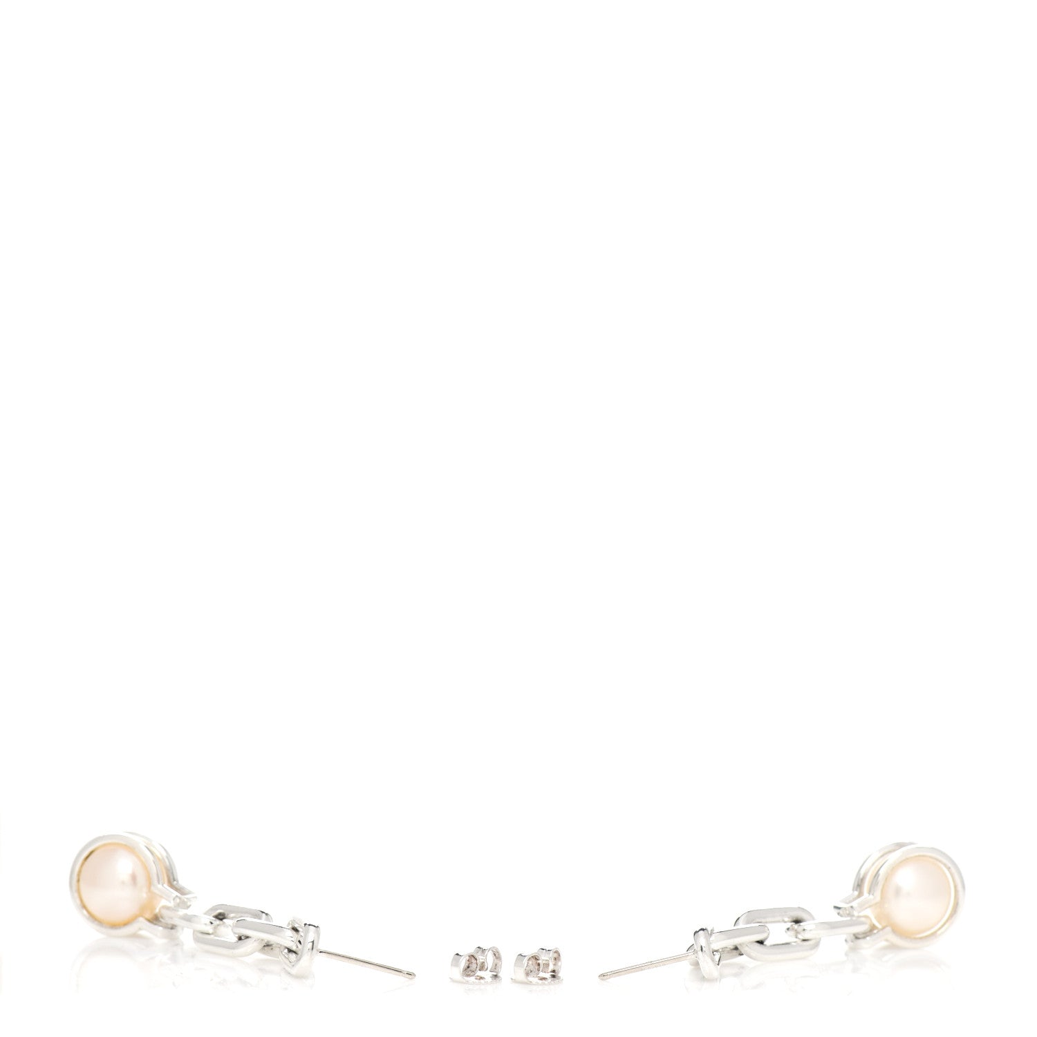 Tiffany Sterling Silver Pearl HardWear Triple Link Earrings 3 of 5