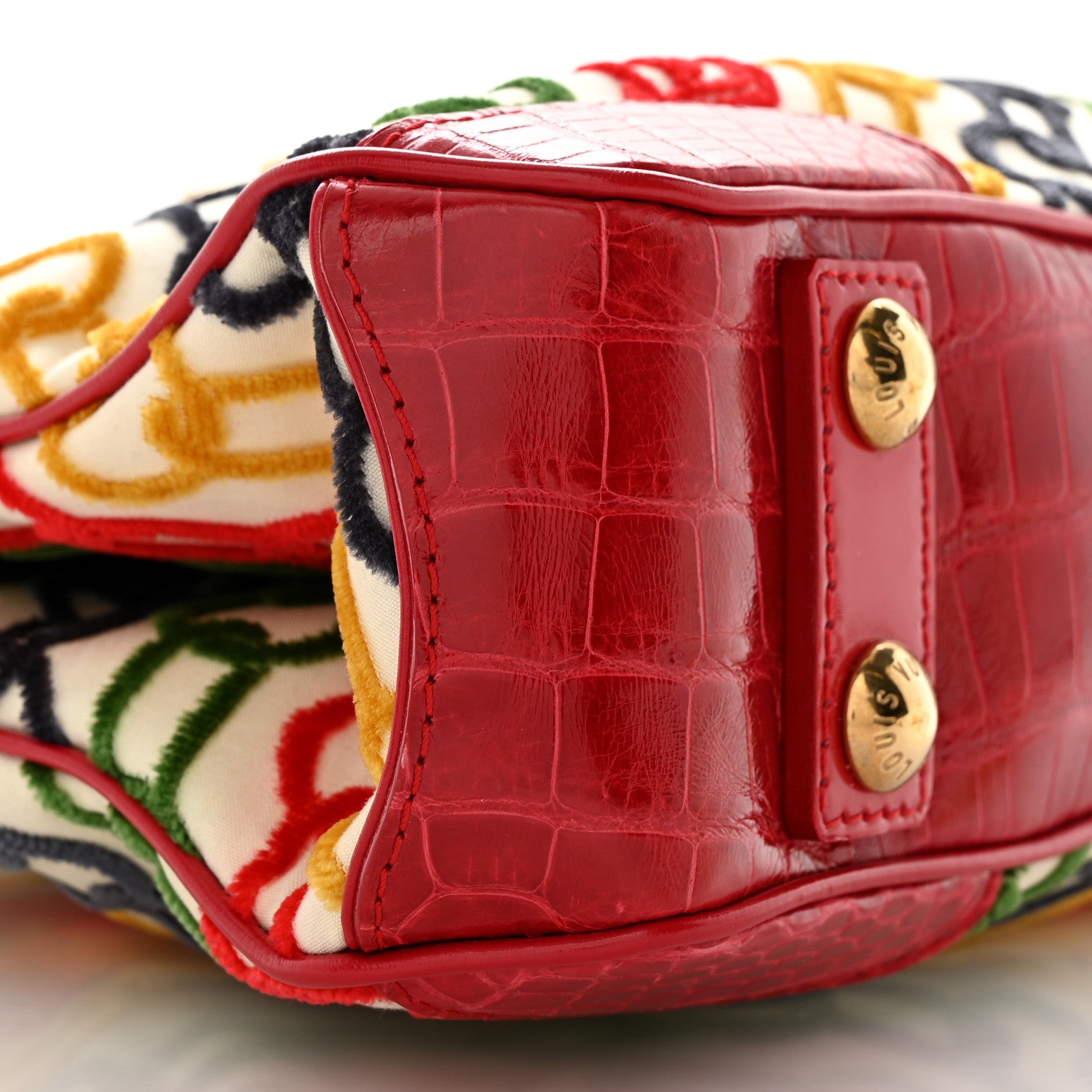 Louis Vuitton Alligator Velvet Chains Mini Linda Red Green Yellow 9 of 10