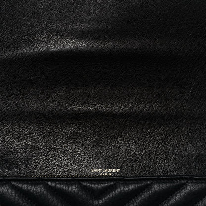 Saint Laurent Sheepskin Matelasse Chevron Monogram Large College Satchel Black 10 of 13