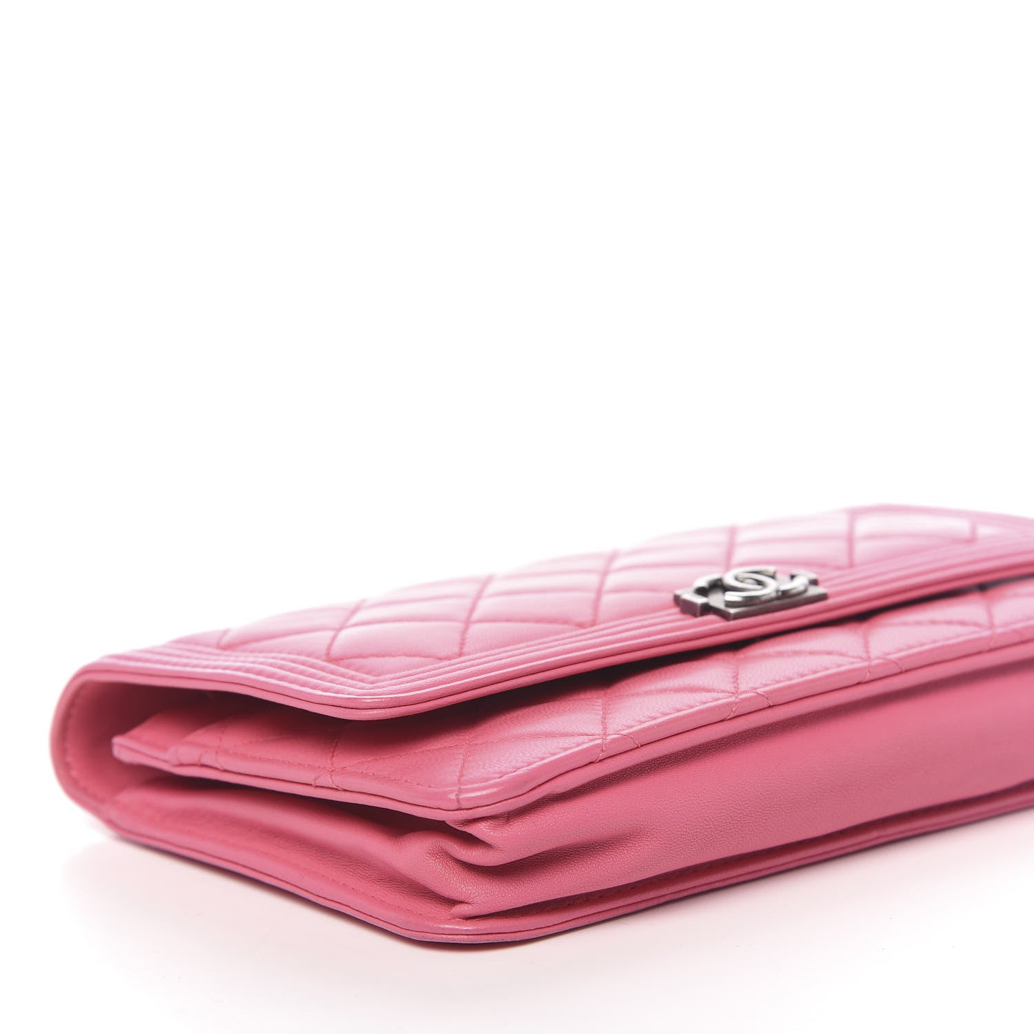 Chanel Lambskin Quilted Boy Wallet On Chain WOC Pink 9 of 13