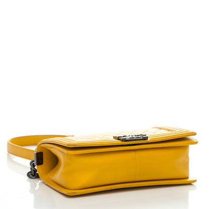 Chanel Lambskin Quilted Medium Boy Flap Yellow 4 of 9