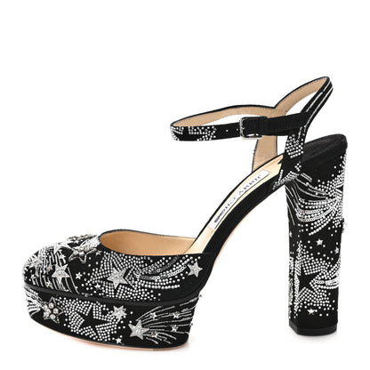 Jimmy Choo Suede Crystal Supernova Maple 125 Platform Pumps 39 Black 1 of 7