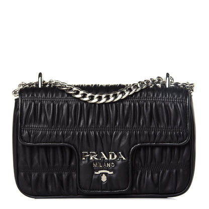 Prada Nappa Gaufre Small Chain Flap Shoulder Bag Black 1 of 9