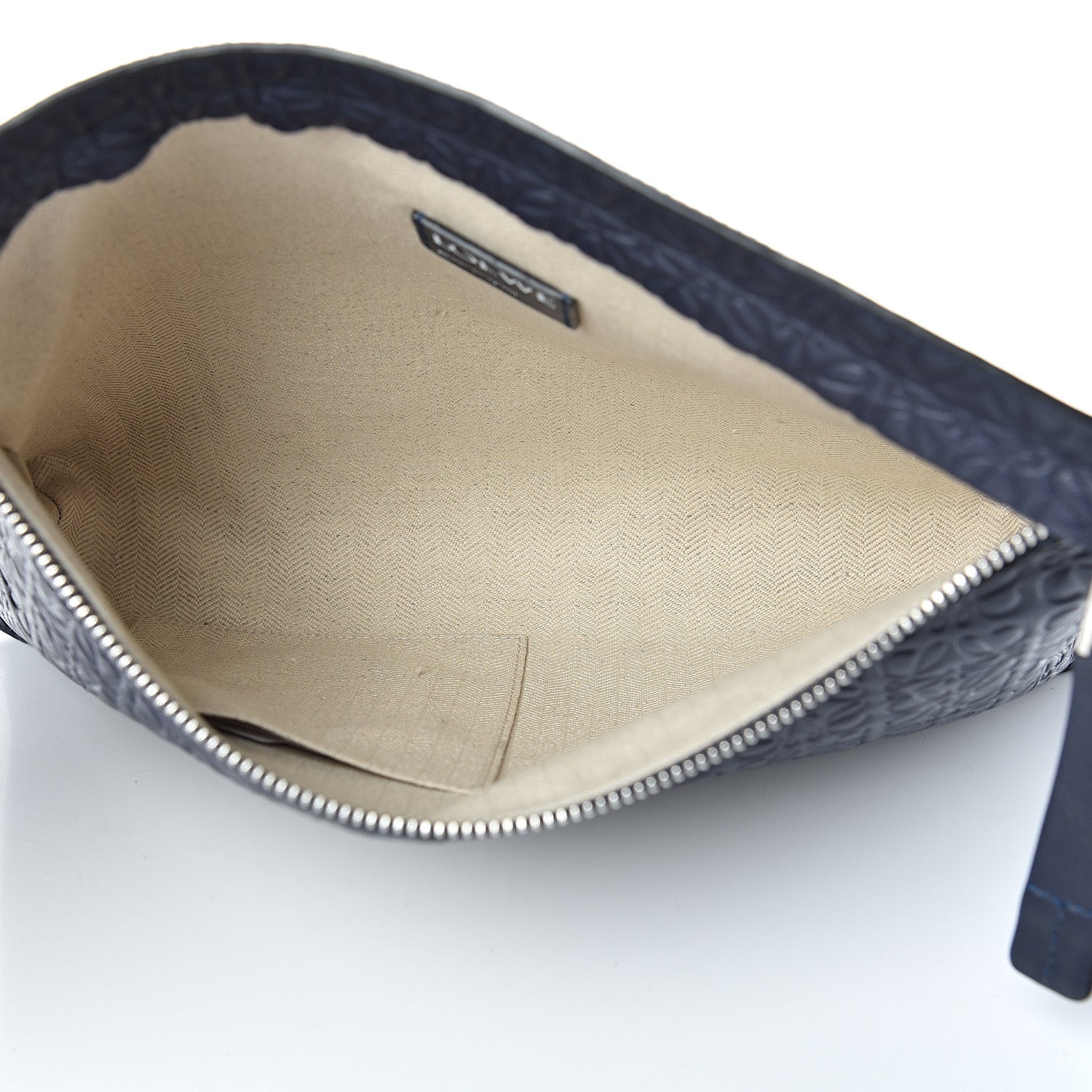 Loewe Calfskin Embossed Repeat T Pouch Navy 4 of 9
