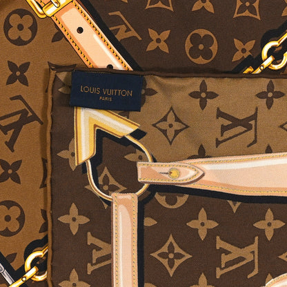 Louis Vuitton Silk Monogram Confidential Square Scarf Brown 2 of 3