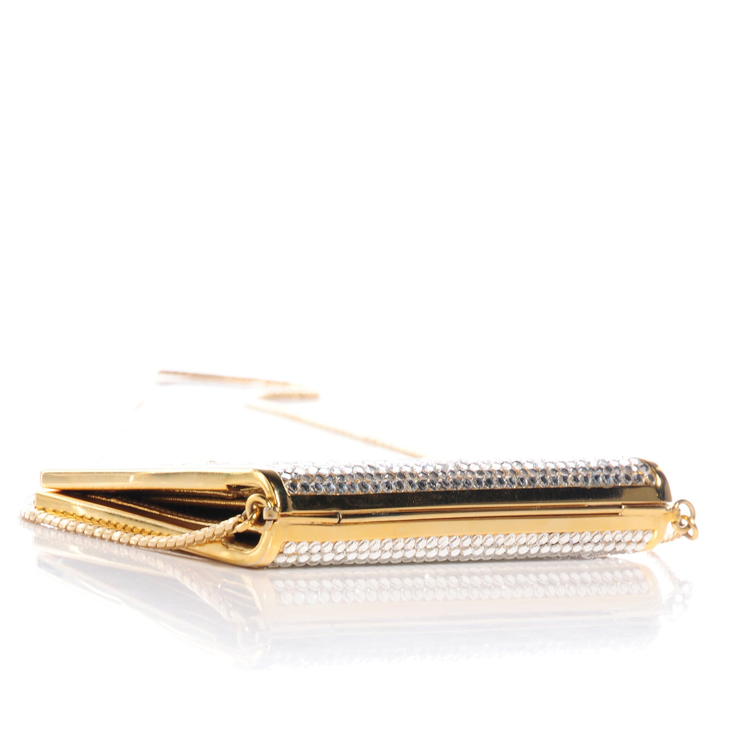 Judith Leiber Swarovski Crystal Rose Quartz Kisslock Minaudiere Gold 4 of 8