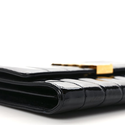 Saint Laurent Patent Calfskin Matelasse Monogram Vicky Chain Wallet Black 7 of 11