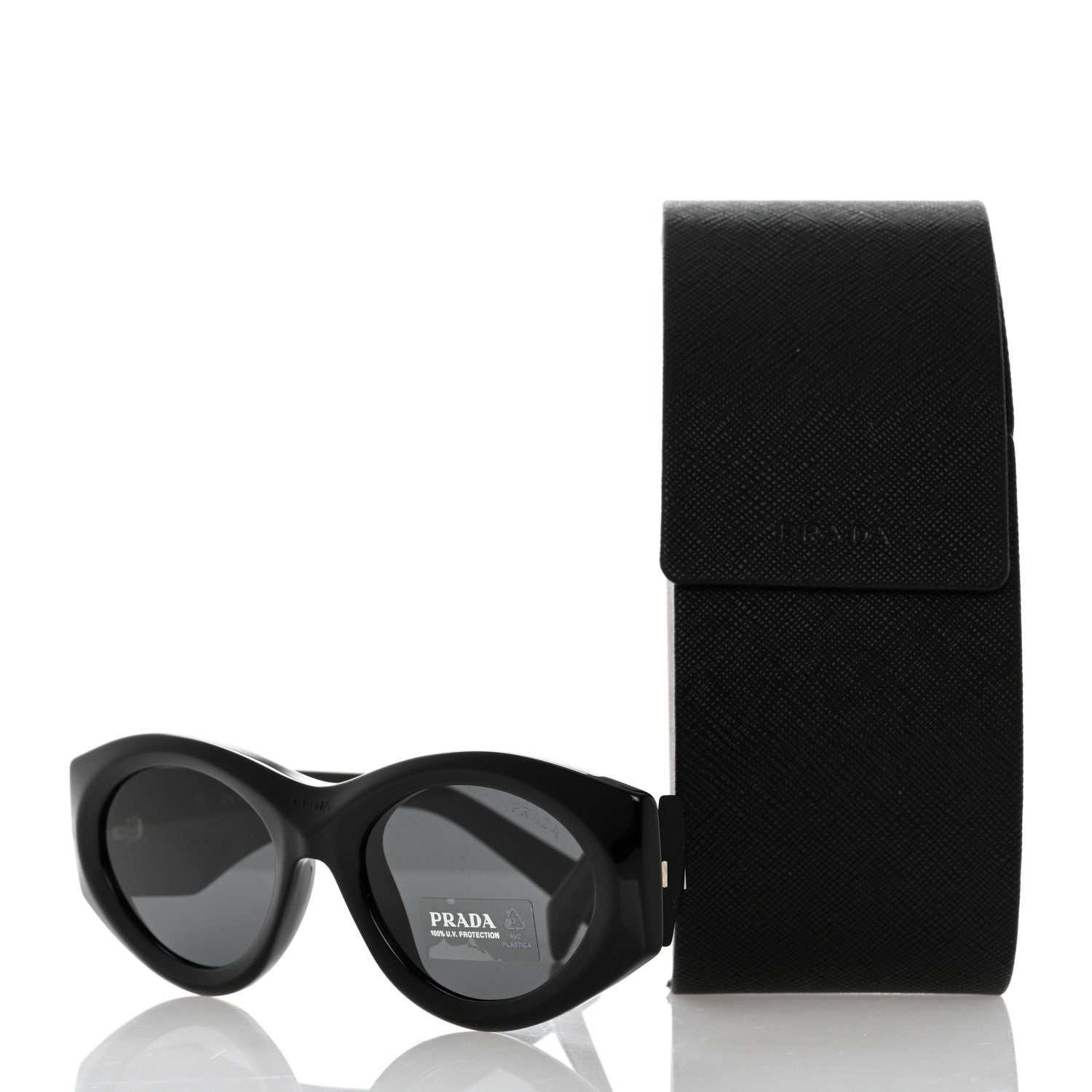 Prada Acetate Oval Symbole Sunglasses SPR 20Z Black 8 of 8