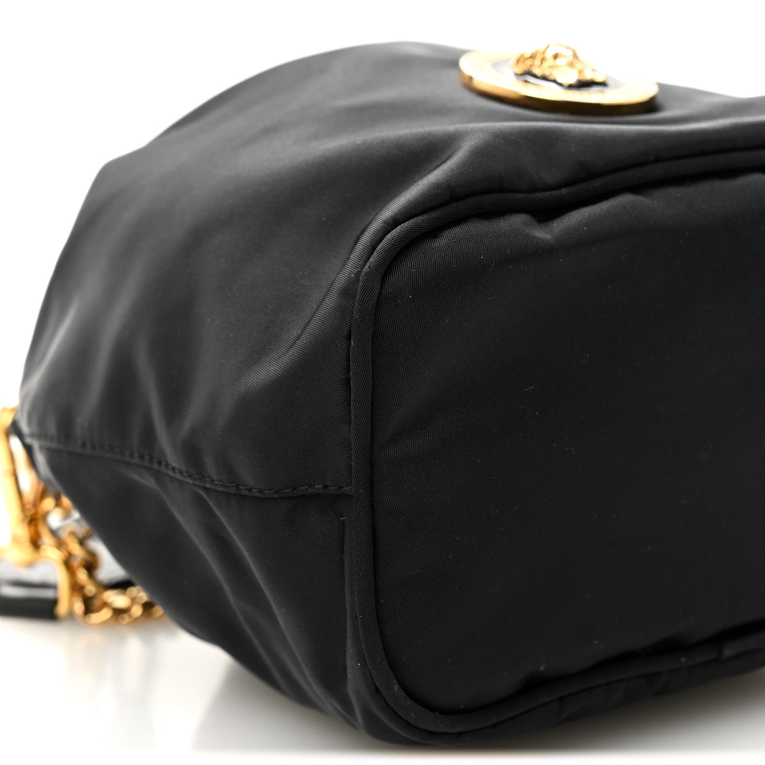 Versace Nylon Medusa Drawstring Bucket Bag Black 14 of 17