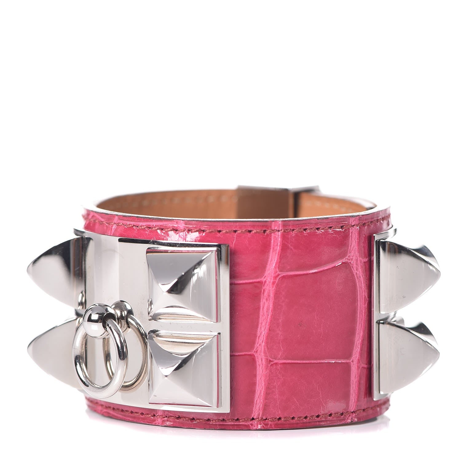 Hermes Shiny Alligator Collier De Chien CDC Bracelet S Fuchsia 1 of 7