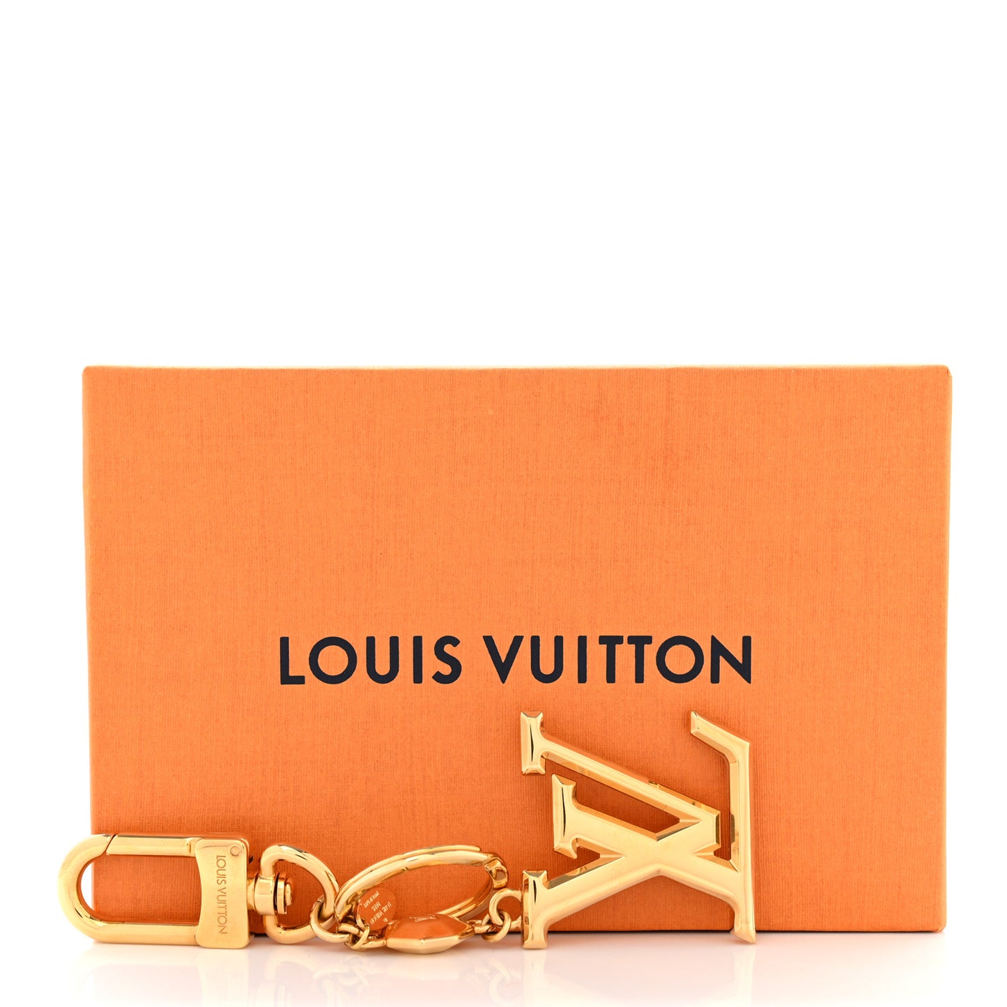 Metal LV Facettes Bag Charm Key Holder Gold