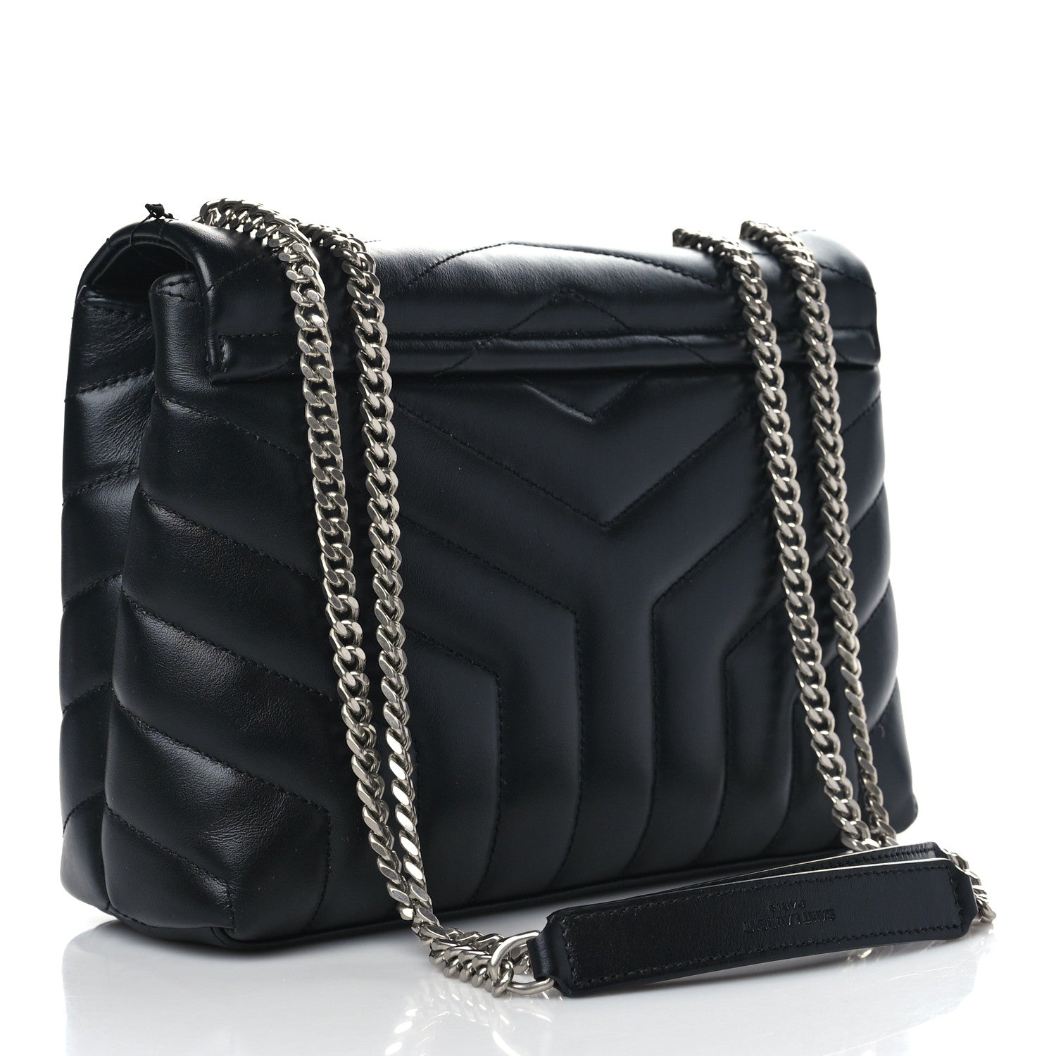 Saint Laurent Calfskin Y Quilted Monogram Small Loulou Chain Satchel Black 4 of 10