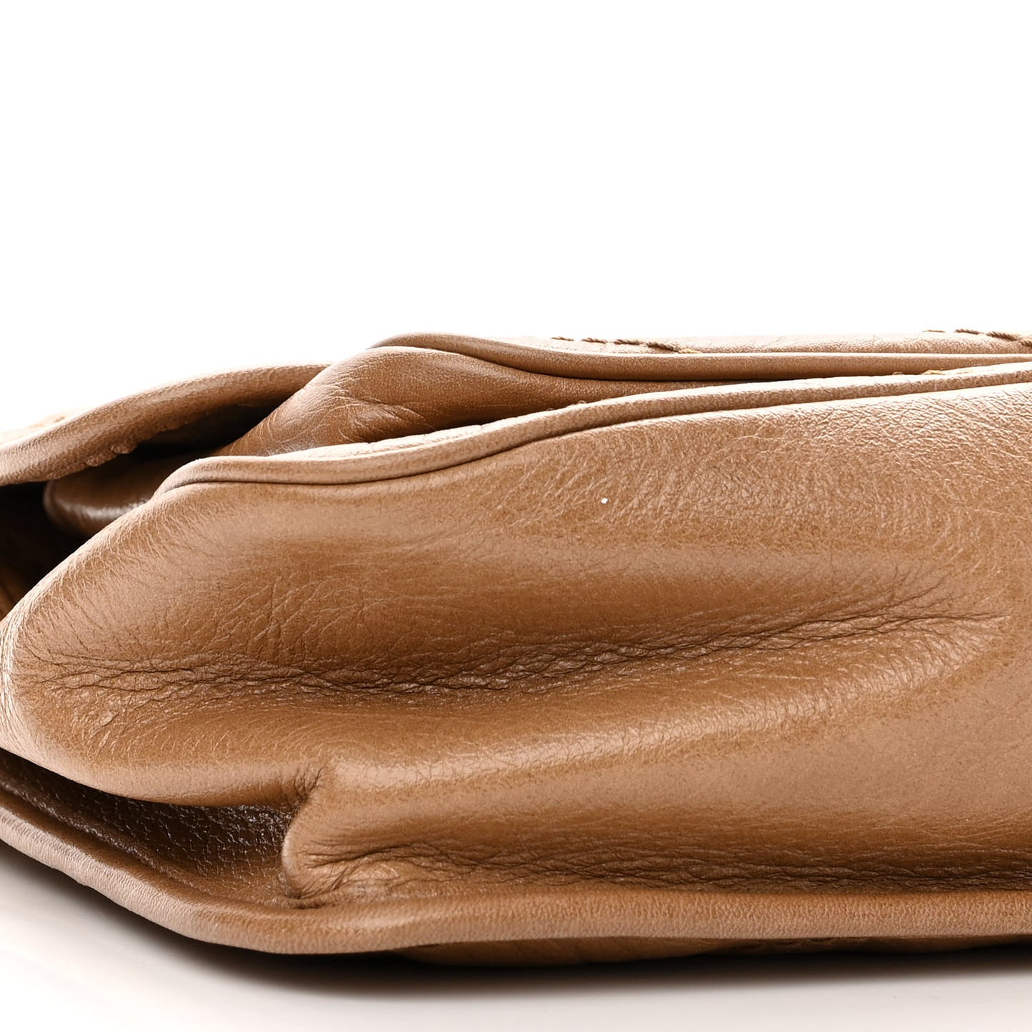 Crinkled Calfskin Matelasse Monogram Medium Niki Chain Satchel Natural Tan