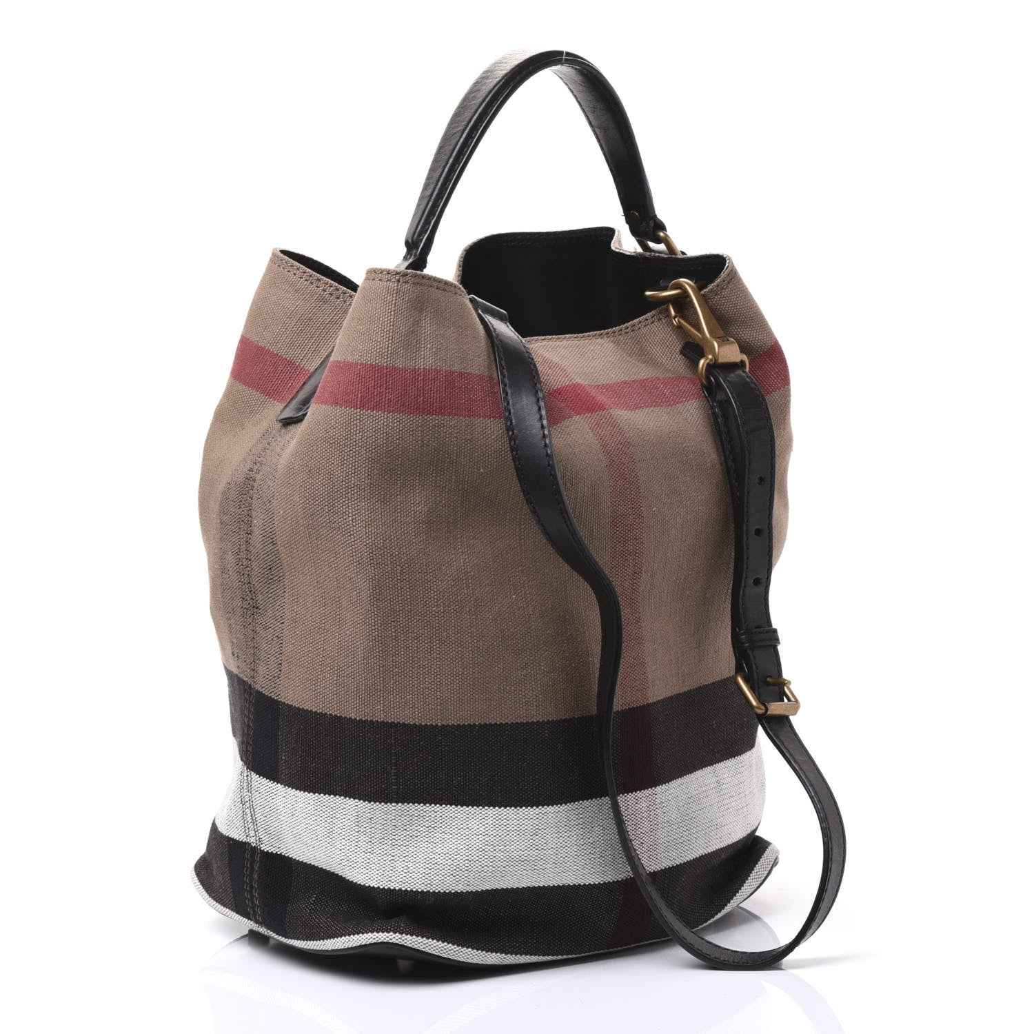 Burberry Canvas Mega Check Medium Ashby Hobo Black 2 of 12