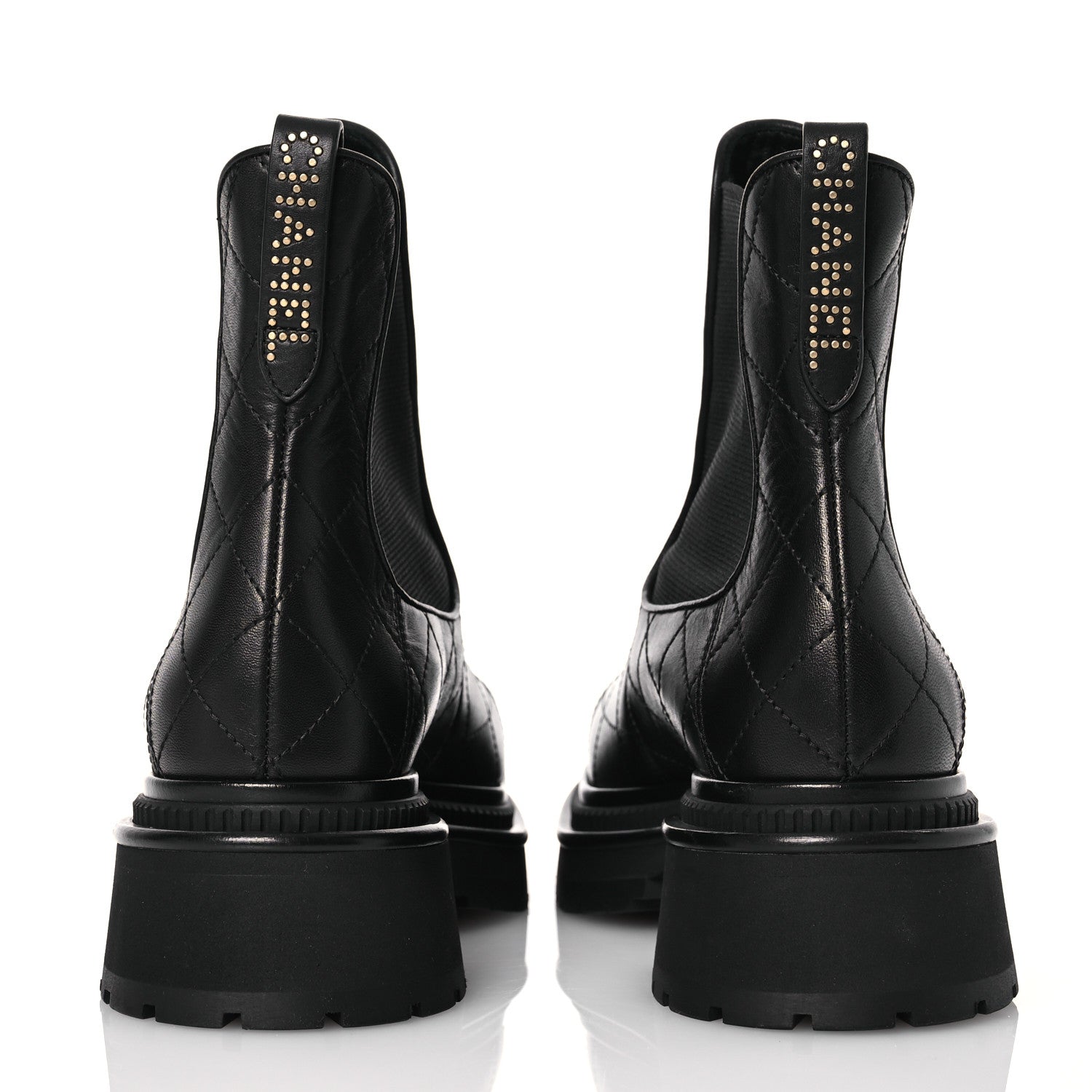 Chanel Calfskin Patent Cap Toe Quilted Short Boots 40 Black 5 of 9
