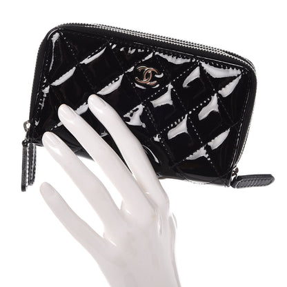 Chanel Patent Quilted Small Triple Zipper Wallet Black 2 of 9