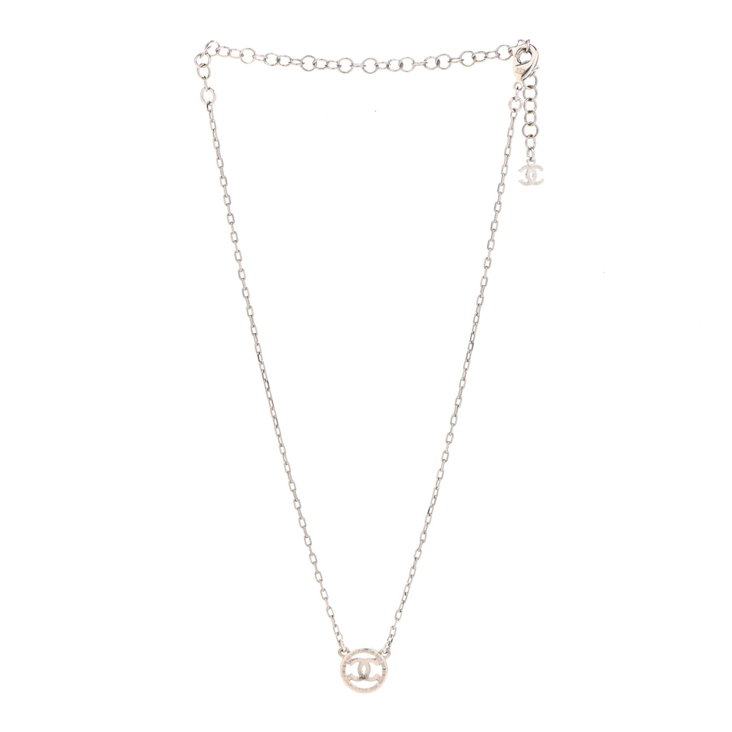 Crystal CC Chain Short Necklace Silver