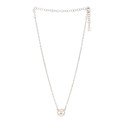 Chanel Crystal CC Chain Short Necklace Silver 3 of 7