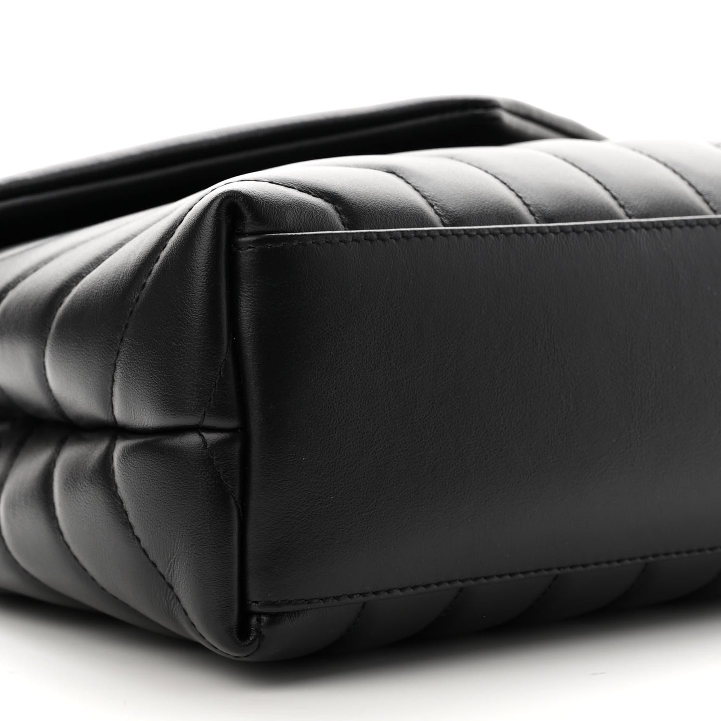Calfskin Y Quilted Monogram Small Loulou Chain Satchel Black