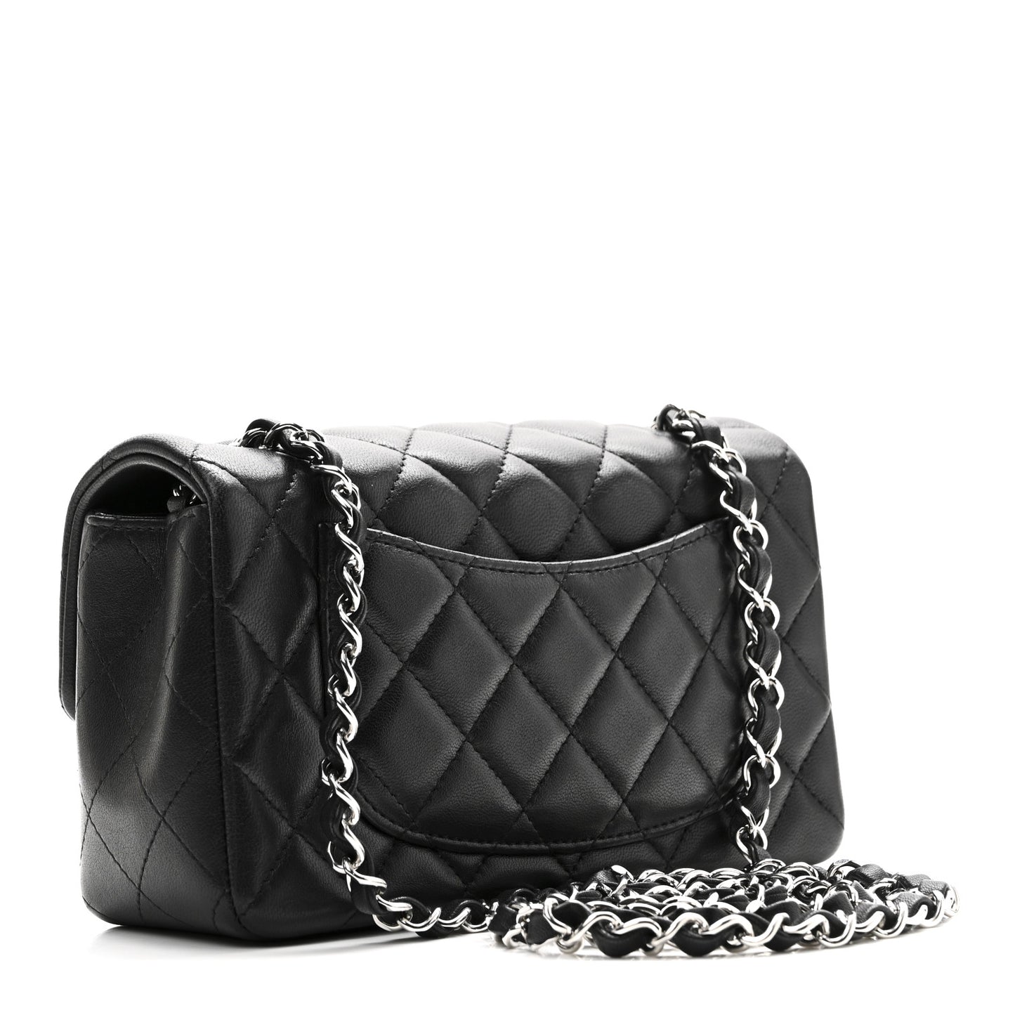 Lambskin Quilted Mini Rectangular Flap Black
