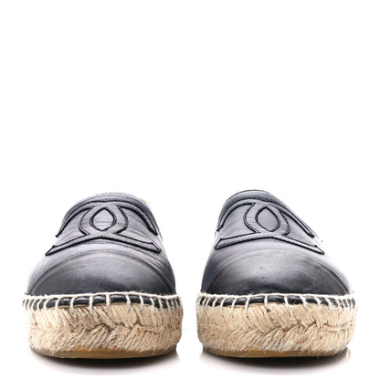 Chanel Lambskin CC Espadrilles 35 Navy Black 3 of 11