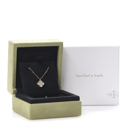 Van Cleef & Arpels 18K Yellow Gold Mother of Pearl Sweet Alhambra Pendant Necklace 8 of 8