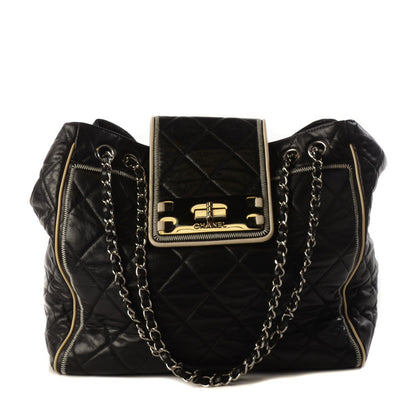 Chanel Lambskin Large North South Accordion Tote Black 1 of 7